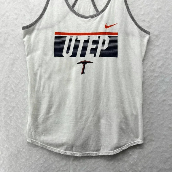 Nike UTEP Tank Top Womens Sz XL White Athletic Cut Scoop Neck Racerback Pullover - Picture 6 of 10
